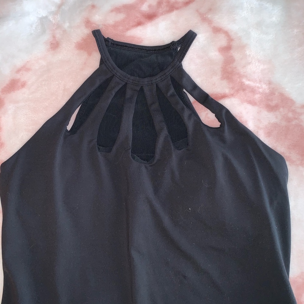 FABLETICS BLACK HIGH NECK CUTOUT TANK